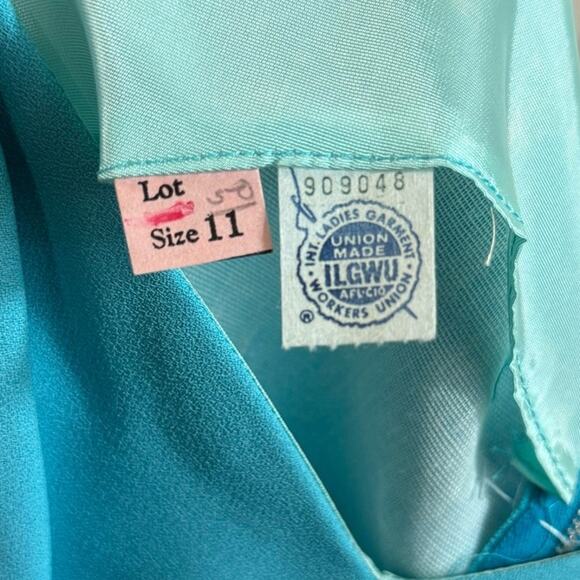 American Vintage 50's Blue Sleeveless Pleated Belted Gemstone Dress small - Picture 15 of 15